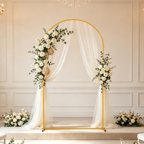 Image of Vincidern 6.6 FT Wedding Arch Backdrop Stand for Party, Balloon Arch Stand, Wedding Arches for Ceremony, Metal Arch Backdrop Stand for Baby Showers, Birthday Party, Events Decoration Door Frame Gold