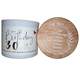 Handgemachte Sojakerze zum 30. Geburtstag inkl. Grußkarte | Extra breiter Holzdocht mit...