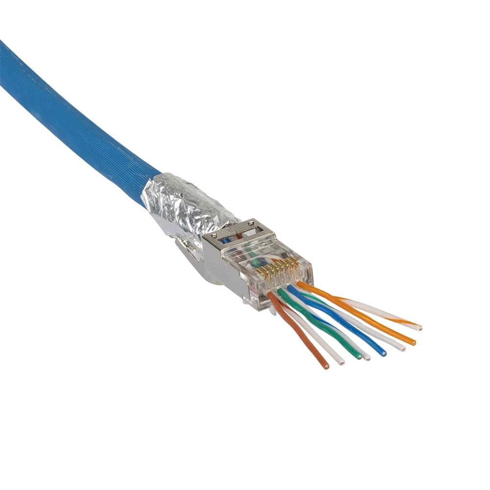 VDV826-705 Enchufe de datos modular para cable blindado CAT6A y cable Ethernet CAT6 de mayor diámetro para interiores o exteriores, paquete de 50 unidades 6