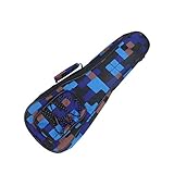 Tasche Blau Damen Baumwolle Zoll Doppelrücken Ukulele Schultergriff Gepolstert Stylisch Instrument Herren Floral Musical für Gig Kariert Frau Tasche mit Tasche Koffer Tragen
