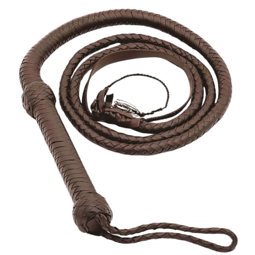 ZEEKSTAR Real Leather Braided Bull Whip – Western Horse Training & Ranching Gear with Sturdy