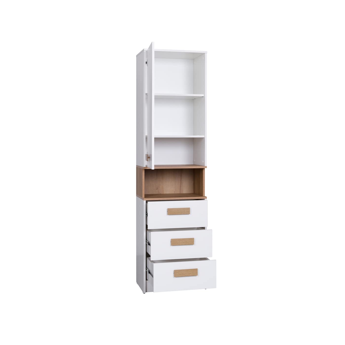 Möbel für Jugenzimmer Arbeitszimmer Büromöbel komplett Set Kommode mit Schubladen Schreibtisch Hängendes Regal Bücherregal Jugenzimmer Komplett Gustavo 01