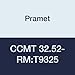 Pramet CCMT 32.52-RM:T9325 Carbide Indexable Turning Insert, 0.031" Radius, Positive, Semi Roughing, 3/8" I.C, 5/32" Thick, CVD, 80 Degree Diamond, Steel (P25), Black (Pack of 10)
