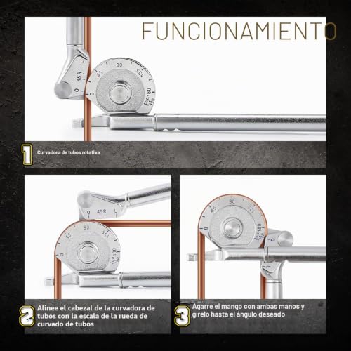 Miniatura 6 de Cgoldenwall 1 2 Herramienta De Doblado De Tubos Manual Od De Alta Resistencia 0-180 Grados Para Tubos De Cobre Y Aluminio Y Metales Blandos 12mm