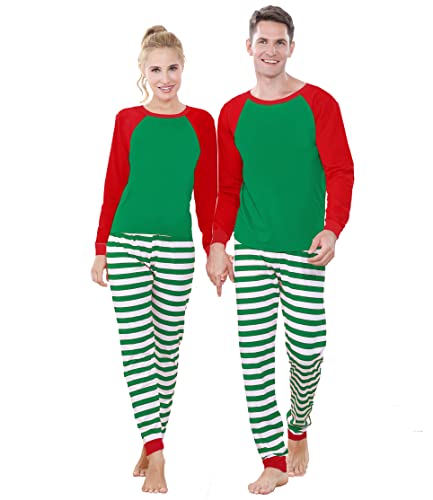 Benaive Matching Family Christmas Pajamas Set Holiday Pjs for Women Men Sleepwear (Striped Green, 6) - image 2