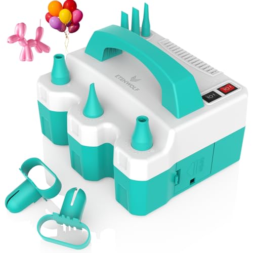 ETENWOLF P600 Electric Balloon Pump for All Balloons with 3 Nozzles 110V 600W Balloon Blower for Party Metalic Latex 260q Foil Balloons, Balloon Inflator for Birthday Decorations