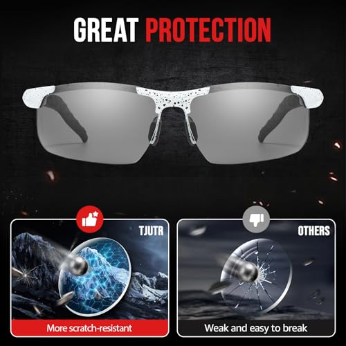 Image of TJUTR Mens Photochromic Sunglasses Day & Night Driving Z87 Sun Glasses Polarized UV400 Protection Safety Glasses