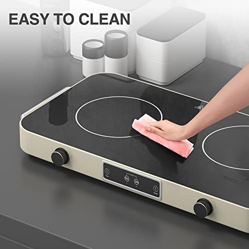 Qtyancy Electric Cooktop, Portable Electric Stove 110V 2 Burners 9 Heating Levels With 2 Handle, 2200W Knob Control Child Safety Lock & Timer #TOP7
