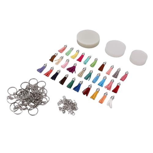 Aramox Juego de Llaveros Acrílicos en Blanco, Kit de Manualidades con 150 Piezas Redondas en Blanco, Borlas y Llaveros para Personalizados, Tiradores de Cremallera, Etiquetas para Bolsas y Recuerdos