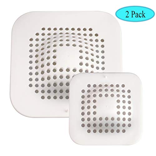 Preisvergleich Produktbild Linkstyle Drain Hair Catcher, quadratischer Duschablaufdeckel, Haarstopper mit Saugnapf, Silikonwaschbecken, Filterstopfen, Gummi-Haarfang-Abflussschutz für den Küchenabfluss [2er-Pack]