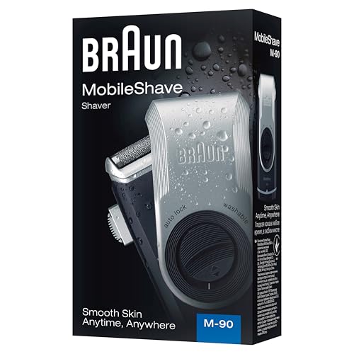 Image of Braun MobileShave M-90 Travel Shaver Silver (Precision Trimmer, Smart Foil, Wide Floating Foil, Washable)