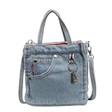 5. Passend: Der Blauton der Retro-Jeans tasche kann gut mit verschiedenen Kleidungs stücken kombiniert werden, egal ob es sich um tägliche oder ungezwungene Anlässe handelt. Sie kann zusammen verwendet werden, um Ihrer Kleidung modische Elemente hinzuzufügen.