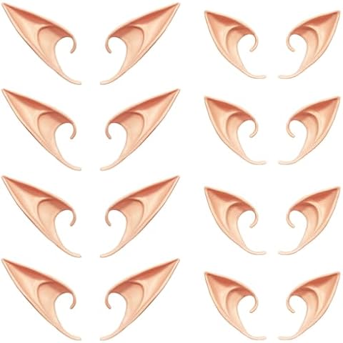 Kbraveo 8 Pairs Fairy Pixie Elf Ears, Latex Elf Ear,Soft Pointed Goblin Ears, Cosplay Ears for Cosplay Halloween Christmas Cover