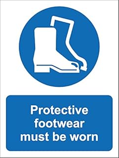 Protective footwear must be worn safety sign - Self adhesive sticker 300mm x 200mm