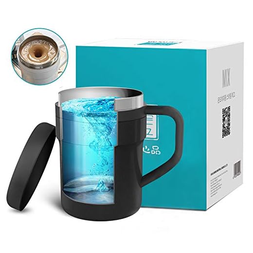 Self Stirring Coffee Mug - Self Stirring, Stainless Steel Self Mixing Cup for Coffee/Tea/Hot Chocolate/Milk Mug,Best for Office,Kitchen,Travel,Home (Black)