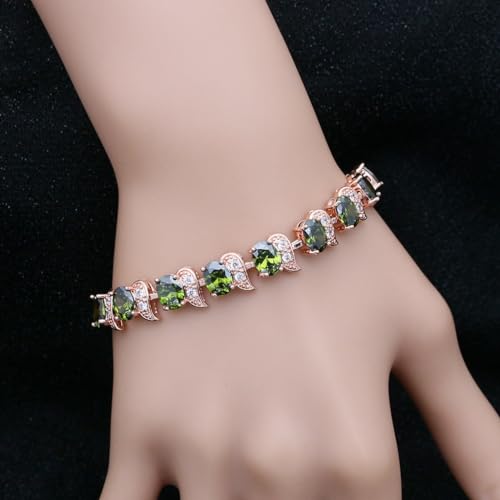 Image of LMXXVJ Fashion Tennis Bracelet Created Emerald White Gold Plated Charm Bracelet Gifts Jewelry for Women