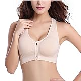 WANAYOU Women's Zip Front Sports Bra Wireless High Impact Active Yoga Sports Bras (XL:Fit 34D,36B,36C,38A,38B,38C, Flesh)