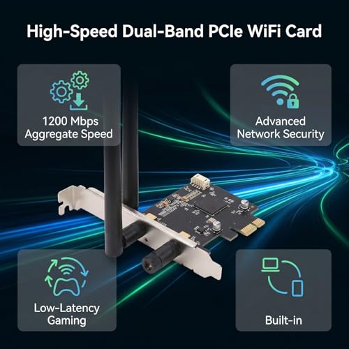 Tarjeta WiFi PCIe Bewinner 7265NGW Dual Band 1200Mbps adaptador inalámbrico con Bluetooth 4.2 para PC de escritorio Windows 7 8 10 11 miniatura 5