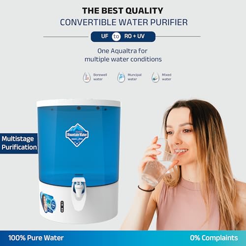 Image of AQUAULTRA Dolphin UX2111 RO + Alkaline Water Purifier with Mineral Booster Intelligent Disinfection UV LED in Tank Filter For Home Office