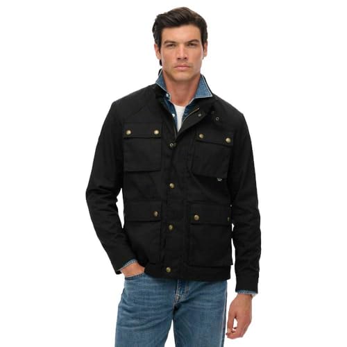 Superdry Merchant Wax Racer Jacket XL blouson motard en coton huilé marron