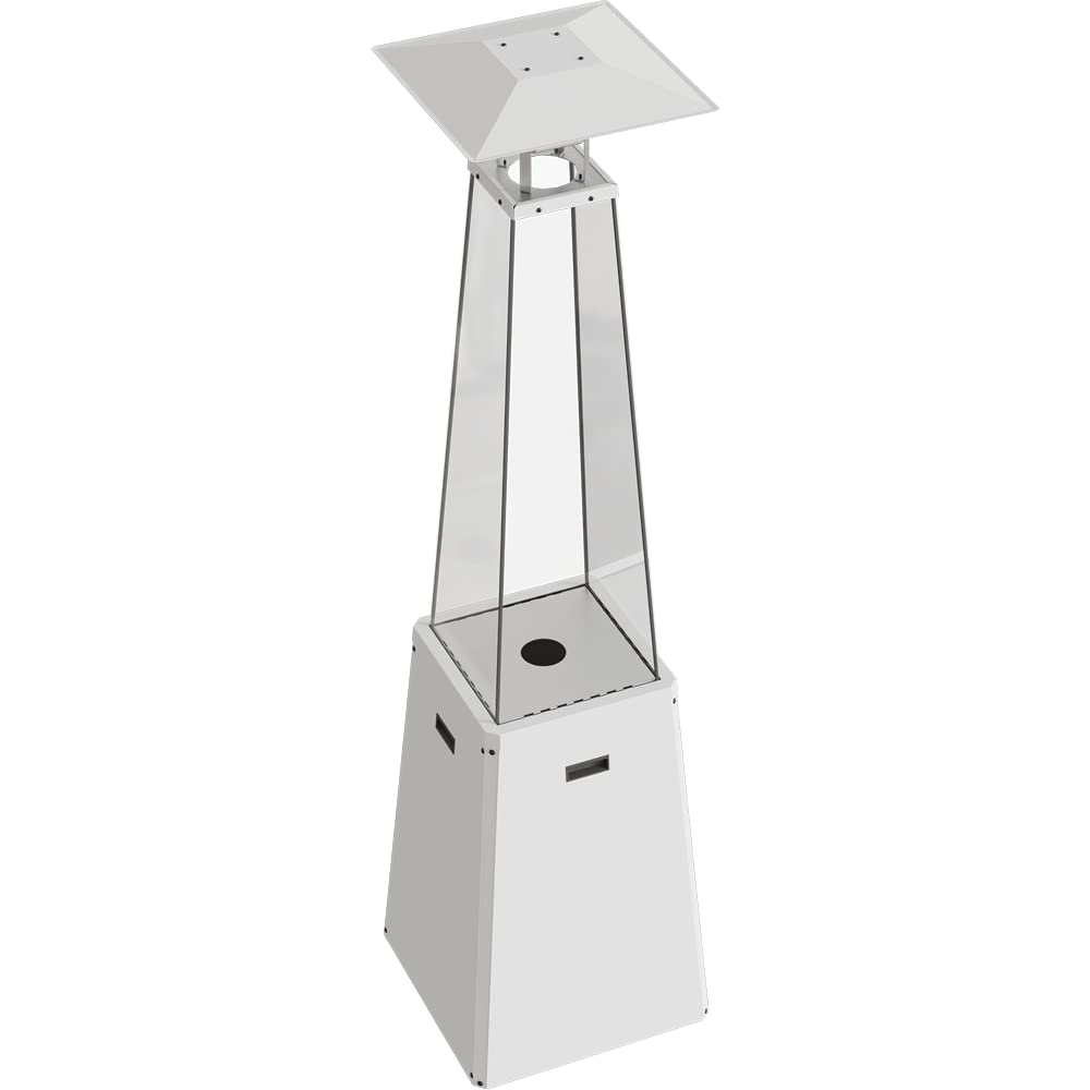 KRATKI Umbrella BS grzejnik gazowy 12 kW do ogrodu, propan, butan G30 / 50 mbar, biała stal i szkło, zestaw z rurą i reduktorem