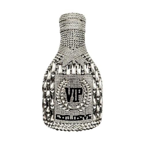 Image of UMREN Women Champagne Bottle Rhinestone Evening Bag Sweet Bow Diamond Clutch Purse Crystal Handbag for Party Cocktail