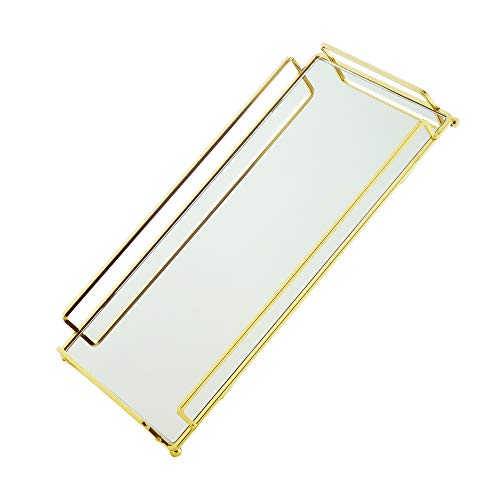 BANDEJA DECORATIVA METAL DOURADA 36x20x5cm
