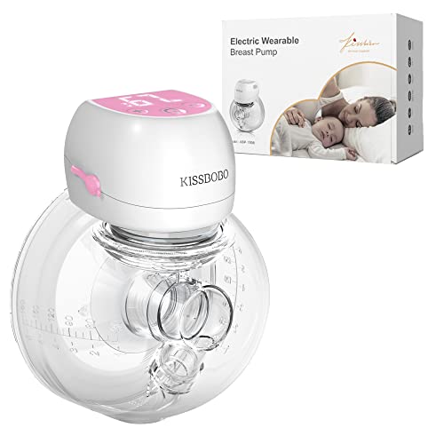 Image of KISSBOBO ABP-1508 Wearable Electric Breast Pump, Lightweight 193g | low noise rechargeable use, design helps reduce the wearing burden during everyday pumping, Pink 1 Pack