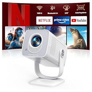 TOPTRO Mini Projector 1080P 4K Supported【Android 13 & Short Throw】 Portable Smart Projector with 270° Adjustable Stand, WiFi 6 Bluetooth 5.4, Auto Keystone, Home Movie Projectors for Bedroom/Kid Gift