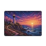 Starry Night Lighthouse Schild Aus Metall 20x30cm Deko Zuhause ...