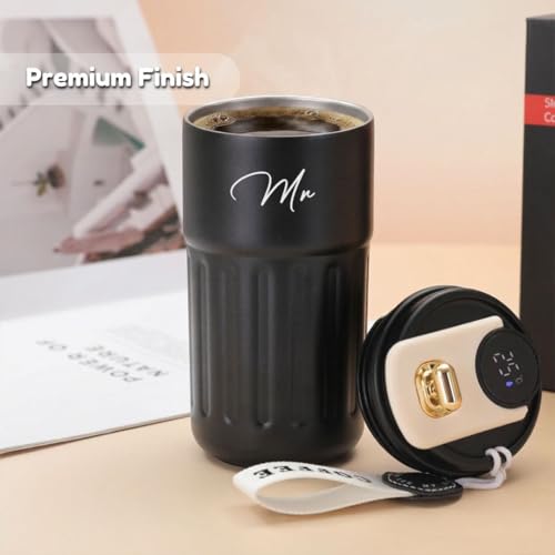 Image of Giftana Mr and Mrs Coffee Tumbler Set of 2, Premium Travel Mug Gift Set, 420ml Black & White Tumblers for Couples, Newlyweds, Husband & Wife, Bridal Shower, Wedding, Anniversary and Engagement Gifts