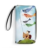 [雑貨屋] 長財布 こいのぼり 空に泳ぐ 和風 水彩イラスト 財布 ロングウォレット ウォレット サイフ 小銭入れ お札入れ さいふ カード収納 コインケース カードケース 札入れ お財布 PUレザー メンズ レディース 大容量 キャラクター グッズ 多機能 贈り物 プレゼント