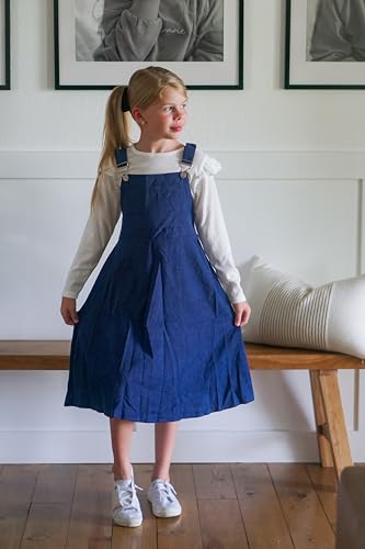 Image of HIHA Little Girls Adjustable Corduroy Pinafore Overall Dress Set Size 6-12
