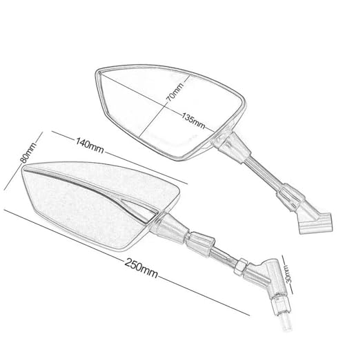 Espejo retrovisor universal de moto Benelli TRK con visión angular ABS 2