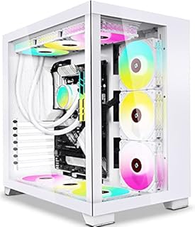 KEDIERS C590 Premium Gaming PC Case - ATX Tower PC Tempered Glass Case (with 9 RGB Fans) White