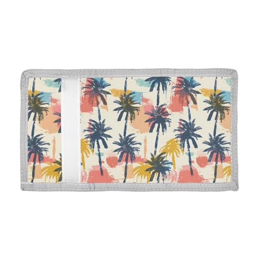 ALAZA Kids Wallets for Boys Girls Toddler Trifold Wallet Children Small Coconut Tree Retro with Zipper Coin Pocket2
