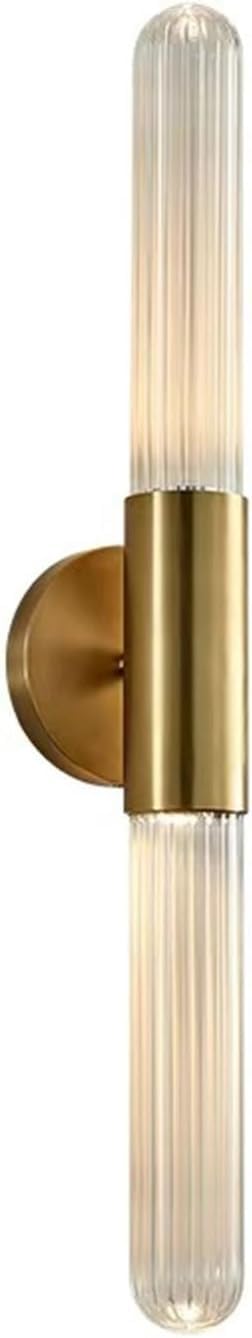 JKJZSALJ Modern Minimalist Tube Glass Wall Sconces All-Copper Bathroom Vanity Wall Lamp Wall Mount Fixtures, Modern