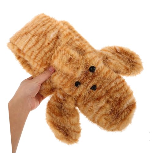 BESPORTBLE 1Set Cute Plush Cat Ears Winter Hat Scarf Set Warm Fluffy Tiger Print Beanie Scarf for Women Adorable for Cold Weather Ear Coverage3