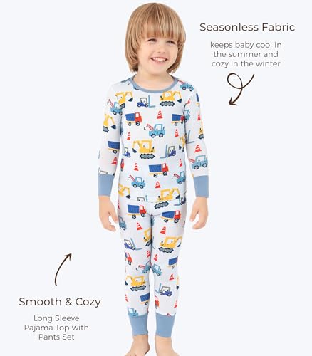 Image of Toddler Boys Girls Clothes Viscose from Bamboo Long Sleeve Top and Pants Clothing Set Soft 2Pcs Kid Outfit