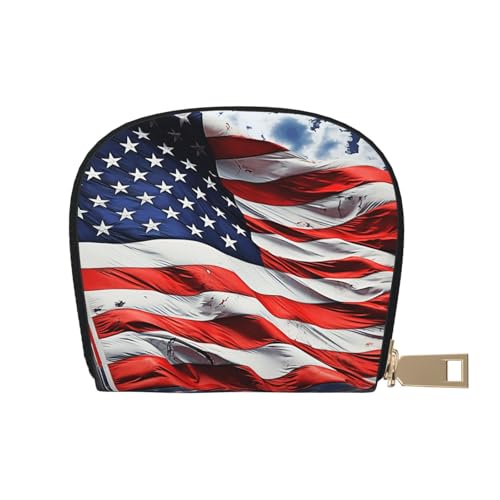 Us Flag Credit Card Holder Wallet, Leather Zipper Card Wallet For Women Ladies Rfid Blocking Card Case Small Coin Purse Accordion Wallet Gift