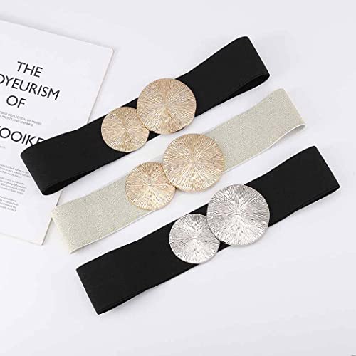 Tgirls Women Elastic Belt Wide Waist Belt Stretch Skinny Belt Cinch O-rings Buckle Belts Vintage Waistband for Dresses 5