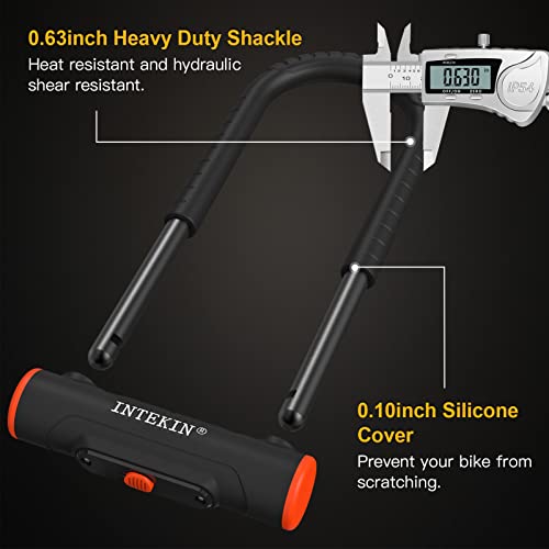 Intekin Bike U Lock Heavy Duty Bike Lock Bicycle Lock, 16Mm U Lock And 5Ft Length Security Cable With Sturdy Mounting Bracket For Bicycle, Motorcycle And More, Small & Large Size #TOP1