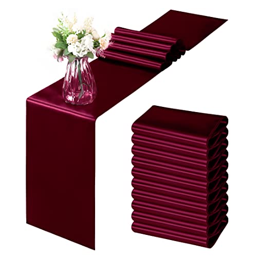 Photo 1 of 12 Pack Burgundy Satin Table Runner 12 x 108 Inch