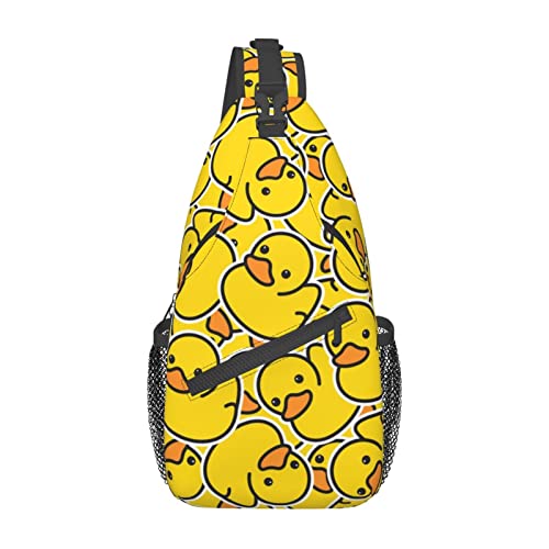 COFEIYISI Unisex Sling Bag Crossbody Backpack for Men Women Casual Chest Bag Sling Shoulder Backpack Travel Hiking Daypack, Rubber Ducky Cartoon Animal, One Size, Daypack Backpacks