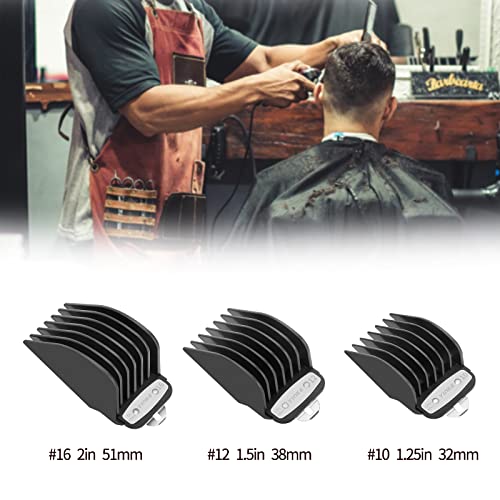 Yinke Guide Combs Guards For Wahl Clippers Trimmers, Premium With Metal Clip - 1 & 1/4" 1 & 1/2" 2", No.16 No.12 No.10 Fits Most Size Wahl Clippers Cutting Guide Combs (3Pcs, Black) #TOP5