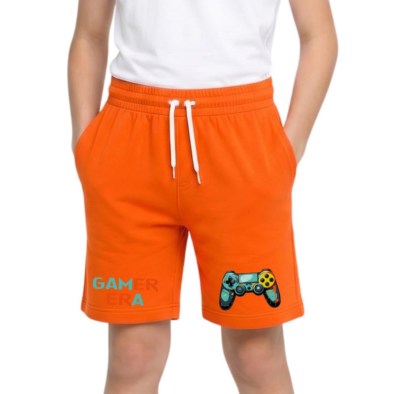 Nusyl Cotton Blend Shorts for Boys | Gamer Era Text Printed | Comfortable Casual Shorts | Soft Breathable Fabric with El