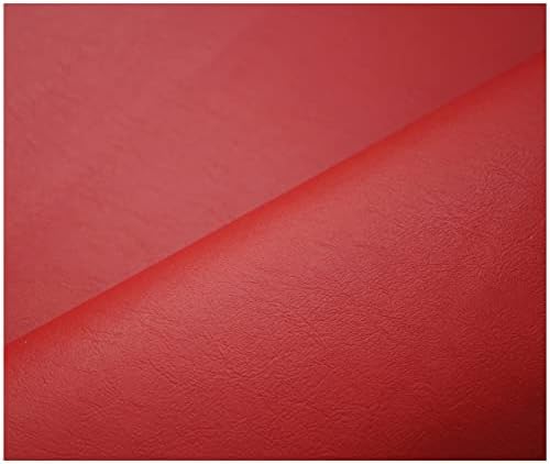 Premium Faux Leather Fabric Fire Retardant Leatherette Upholstery Waterproof Heavy Duty Leathercloth Material (25 Metre Roll (2500 x 140cm), Red Smooth)