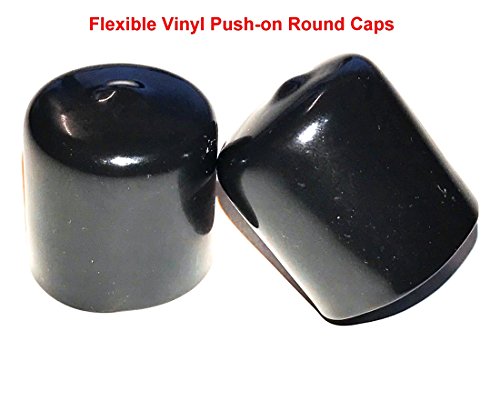 Image of (Pack of 4) Caplugs 1-1 /8 inch to 1-3 /16 inch Round Black Vinyl Flexible End Cap Bolt Screw Rubber Thread Protector Safety Cover | for 1.125 Inch Pipe Post Tubing Rod OD Protective Cover