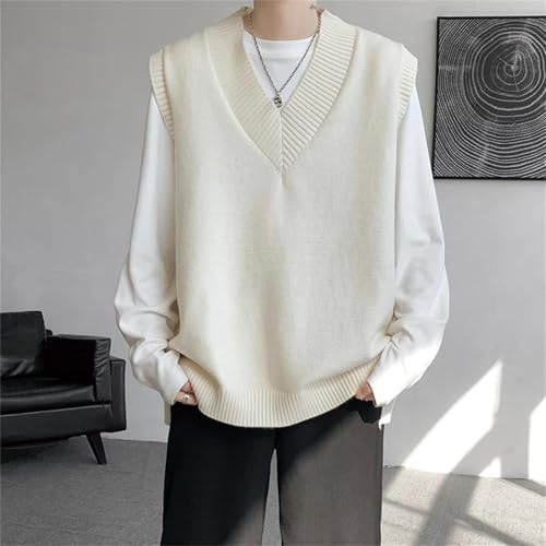 Mens Sweater Vest Winter Warm V-Neck Casual Loose Knitted Sleeveless Pullover Jumper2