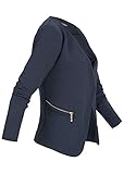 aufwendig verarbeitet Styleboom Fashion® Damen Blazer Jacke 2 Zipper Eingriffstaschen Geripptes Muster Cardigan Navy blau, Gr:S